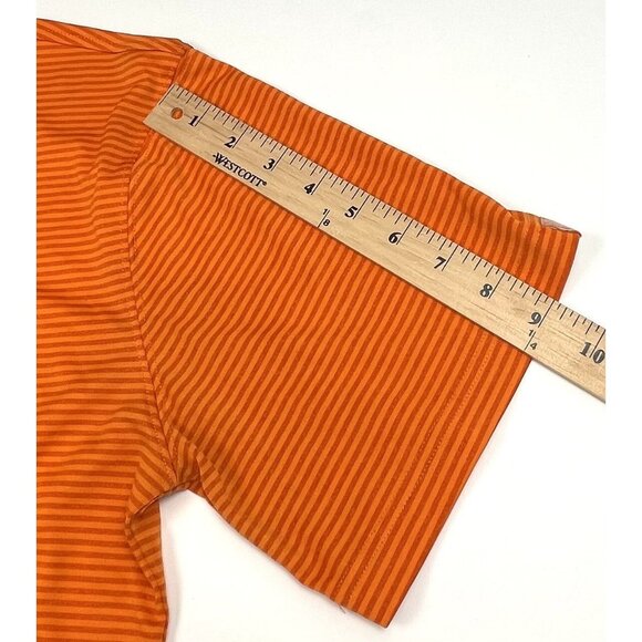 WHATABURGER Adult MEDIUM Orange Stripe S/S Polo SHIRT Uniform Employee Work READ - Picture 7 of 8